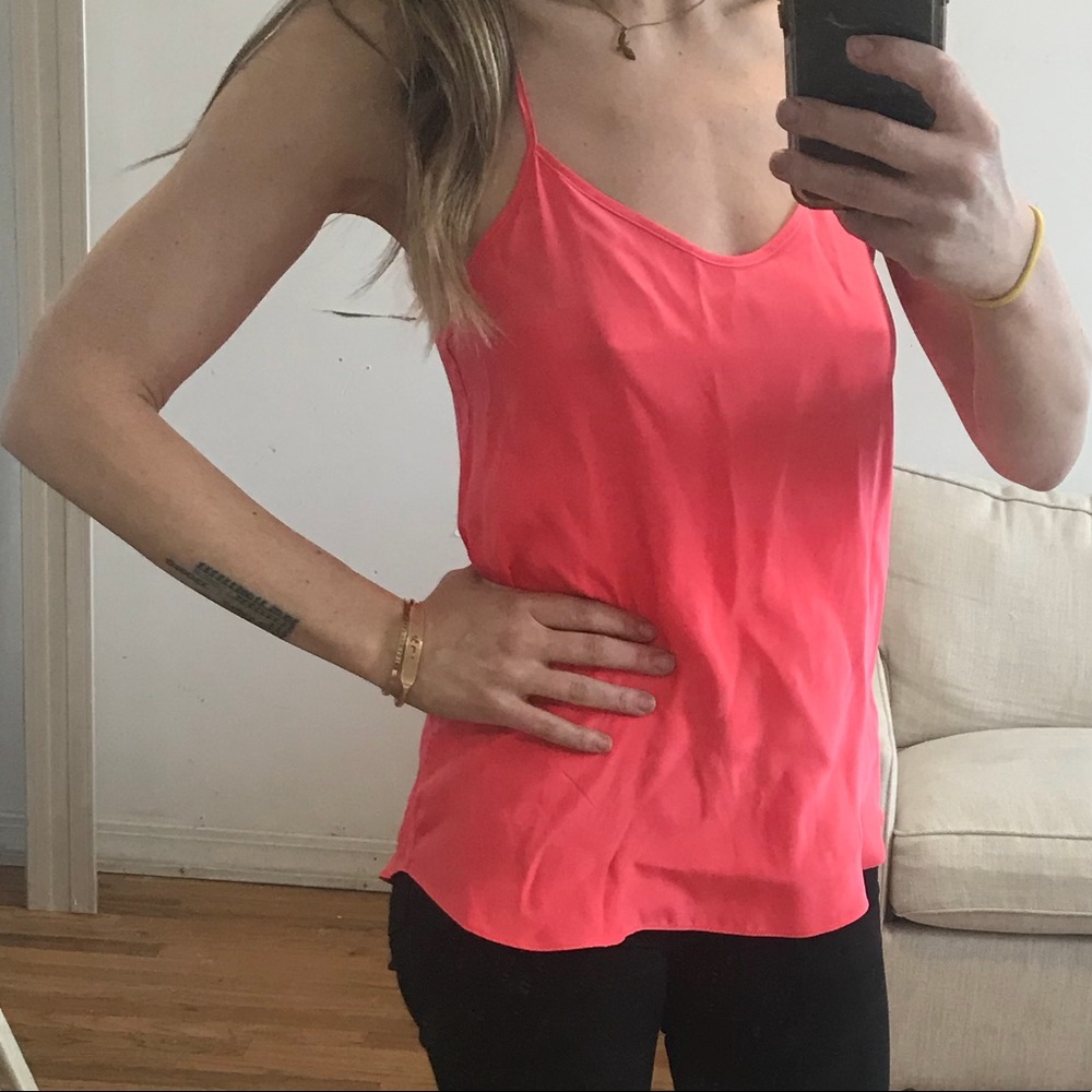 Sorry it’s not steamed!  Silk racer back tank!
